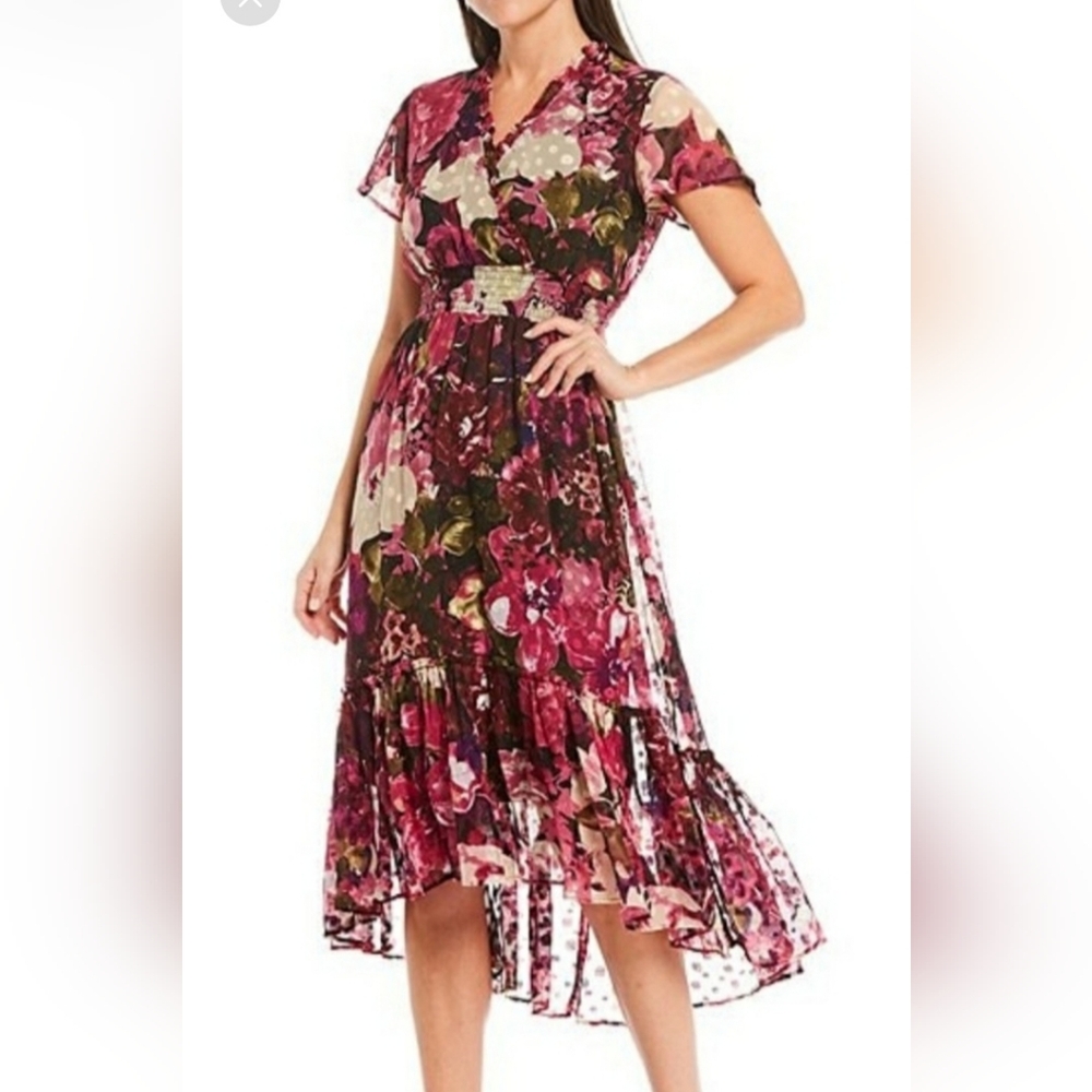 Maison Tara Floral Midi Dress - Pink and Cream
